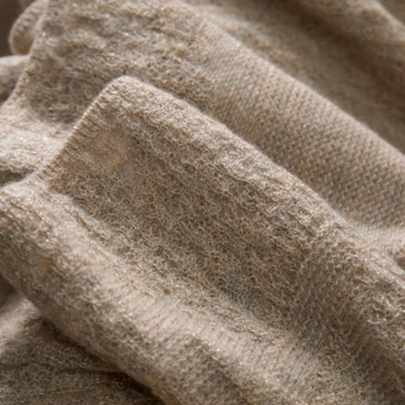 Gold silk wool knit cardigan shawl coat - Picture 8 of 10